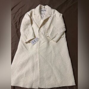 Women’s ecru wool blend double breasted coat-size xl